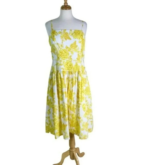 Eliza J Floral Print Cotton Bow Detail Sundress in Yellow Size 14 NWT - Picture 5 of 15